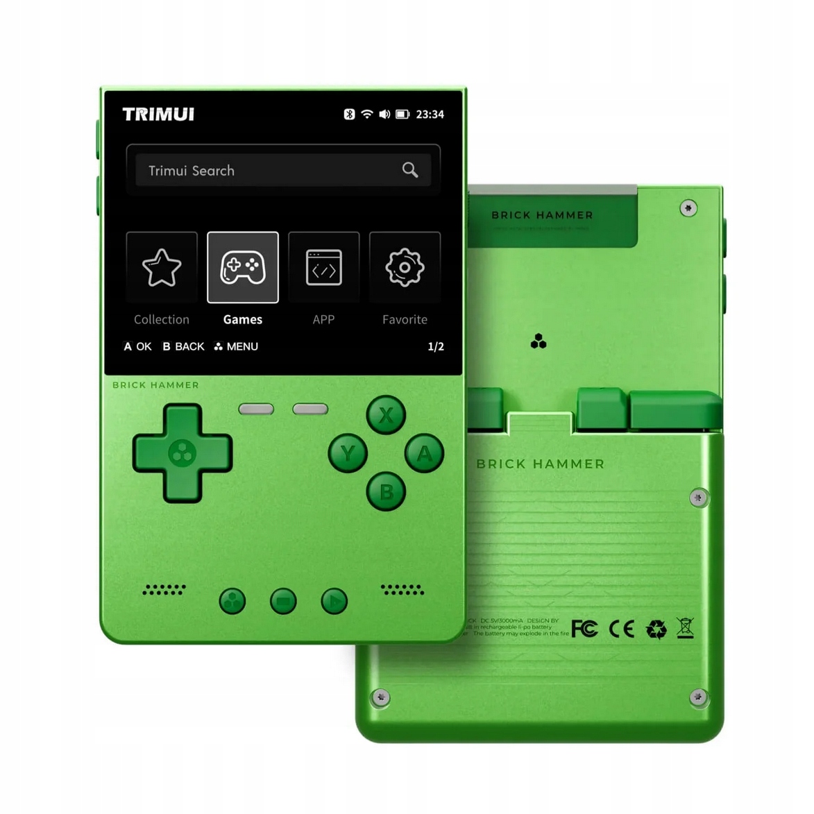 Retro prenosná konzola Trimui Brick Hammer TG3040 128GB kovová zelená Hry