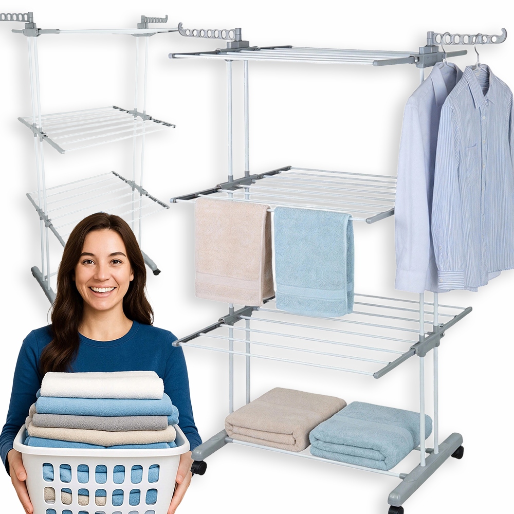 Sušák Na Prádlo Oblečení Spodní Prádlo Vertikální Kovová Šedá 4-ÚROVŇOVÁ
