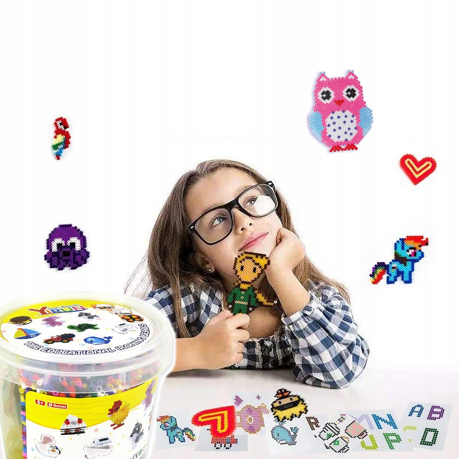 Koraliki do prasowania ZESTAW 5000 szt SZABLONY Wzory Wiaderko z Koralikami Marka inna