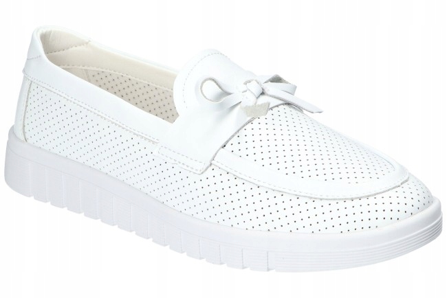 American Club RL157 Originální Kožené Boty Dámské Mokasíny Bílé 39
