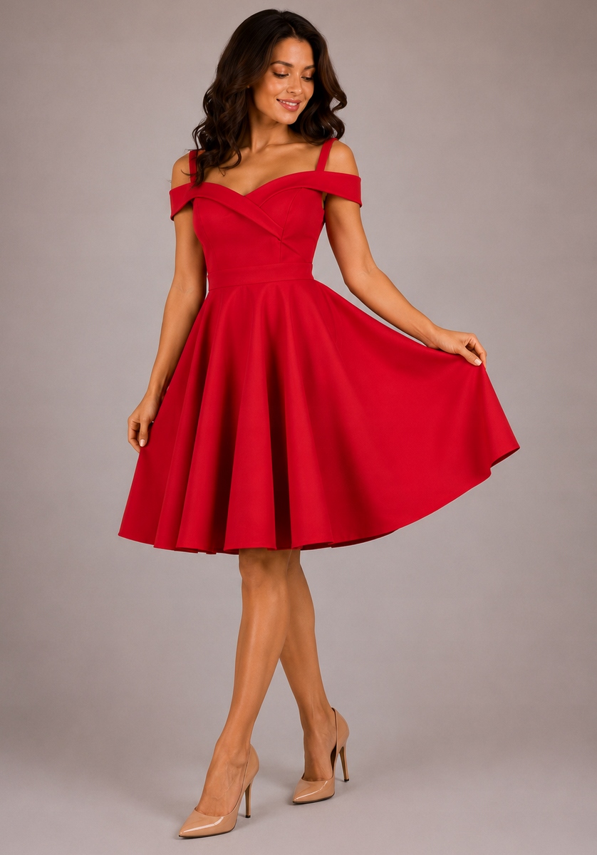 Červená šaty sukně Polský pin up na Valentýna retro
