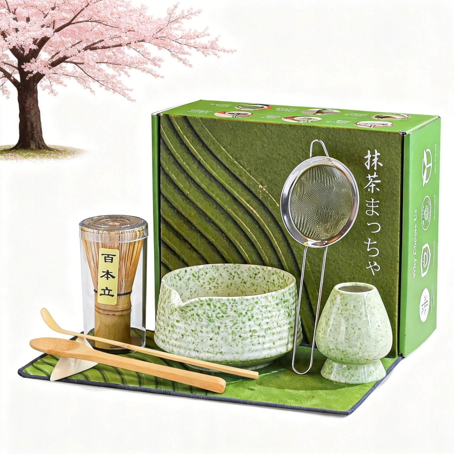 Sada Na Čaj Matcha 8 Kusů Čára S Výlevkou Matcha Green Dárek