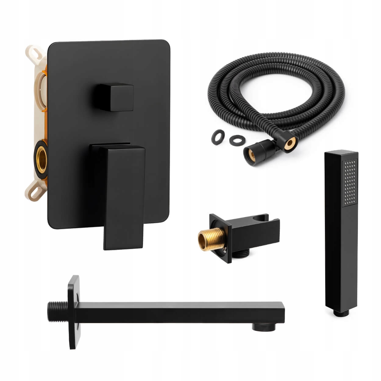 Čierna Podomietková Sprchová Vaňová Batéria S Výtokom, Sada Do Vane