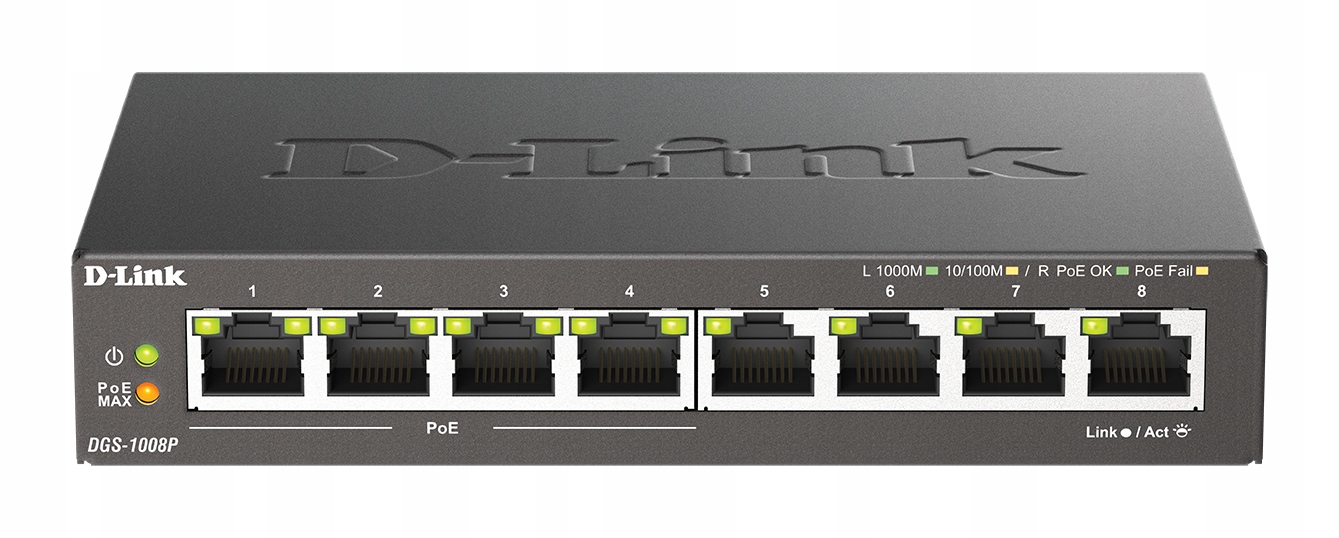 D-Link 8-portový gigabitový PoE prepínač (4xPoE) DGS-1008P Neriadený