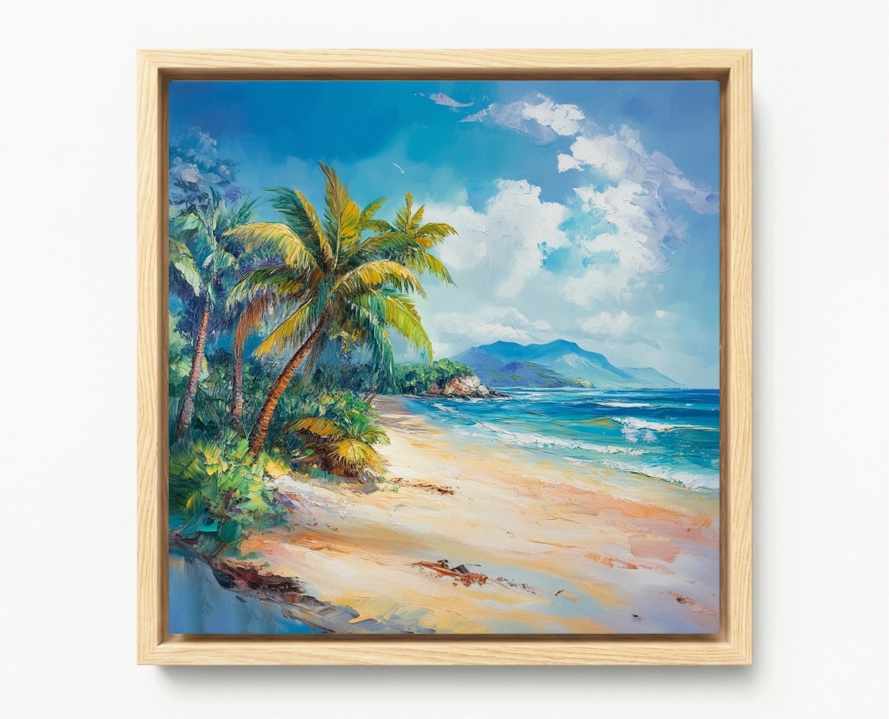 Rám Na Obraz, Americká Krabička, Olejový Barvič, Exotická Pláž, Moře, Oceán, Palmy, Hory, 50x50