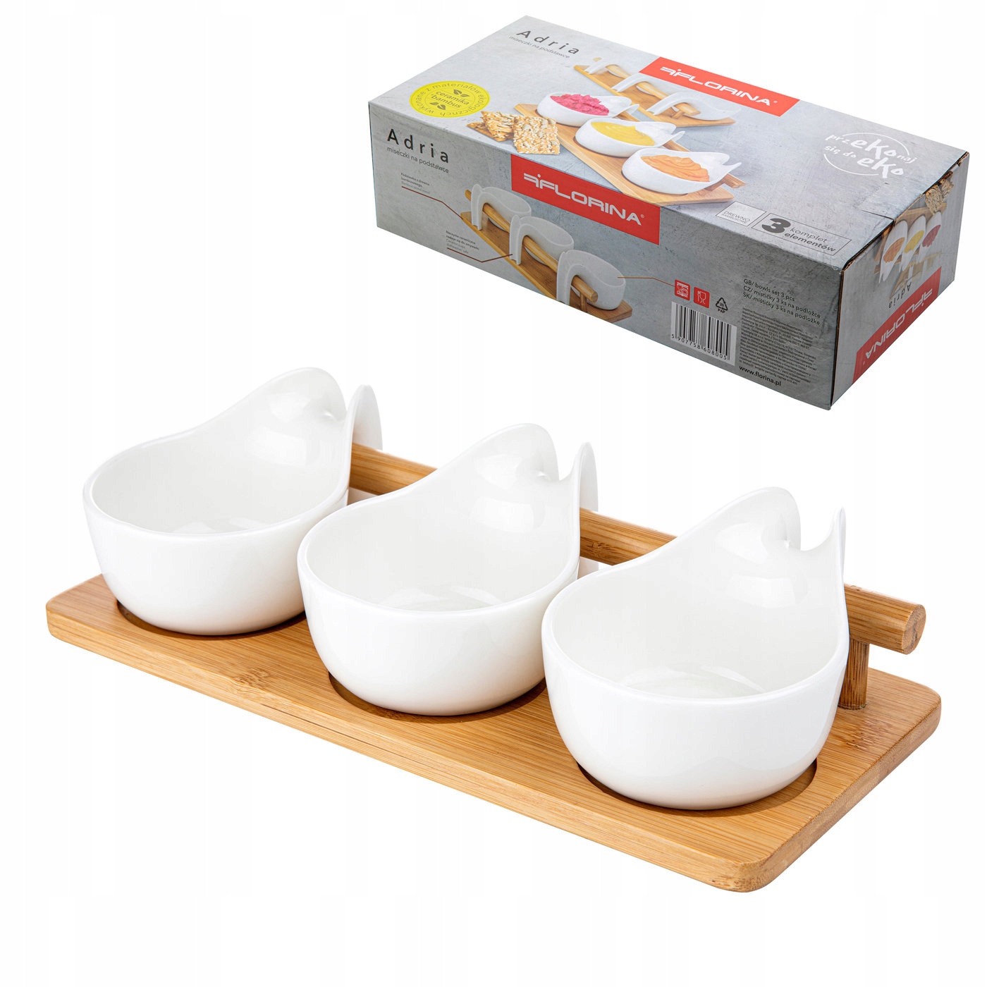 Miseczki do dipów na podstawce Florina Adria zestaw 3 sztuk