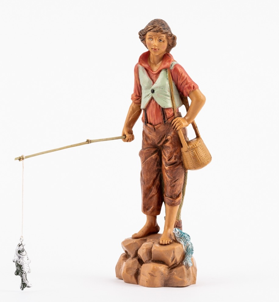 Figurka do betlému Fontanini – stojící rybář s rybářským prutem – pro figurky o výšce 19 Cm