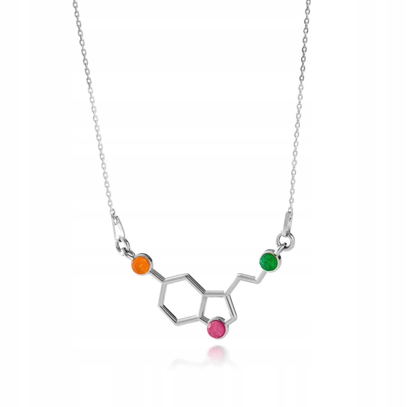 Naszyjnik Srebrny Chemiczny Molekularny Serotonina Srebro 925 Giorre
