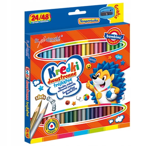 KREDKI OŁÓWKOWE BAMBINO DWUSTRONNE 48 KOL TRÓJKATN