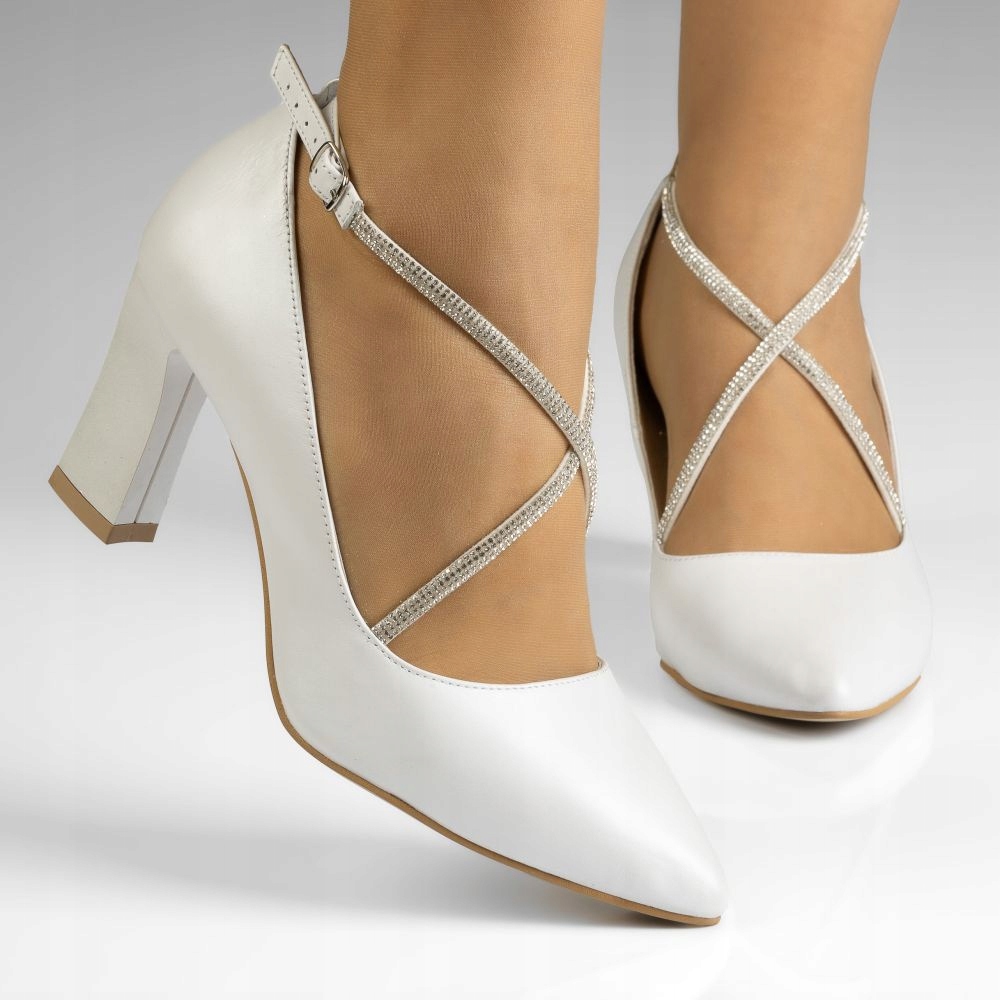 Světlé Bílé Elegantní Dámské Lodičky Na Retro Podpatku 41