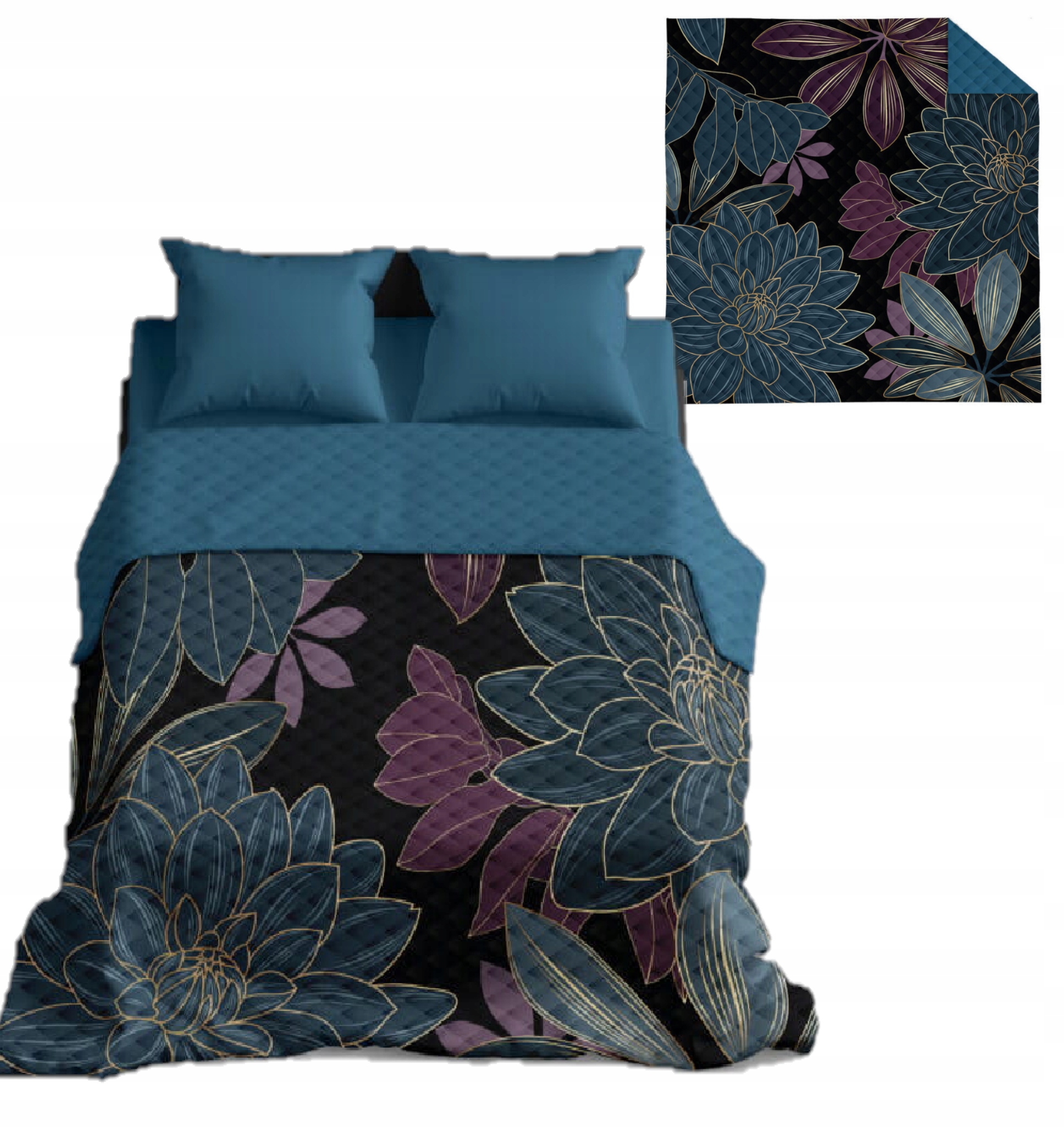 Přehoz na postel do ložnice 200x220 fialové květy do ložnice