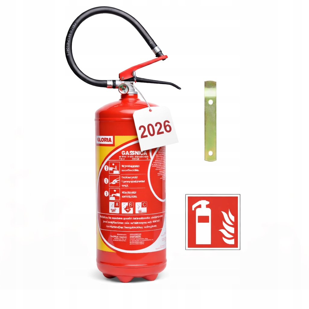 Gaśnica proszkowa 6 kg PDE6 Gloria Wieszak Znak Produkcja 2026