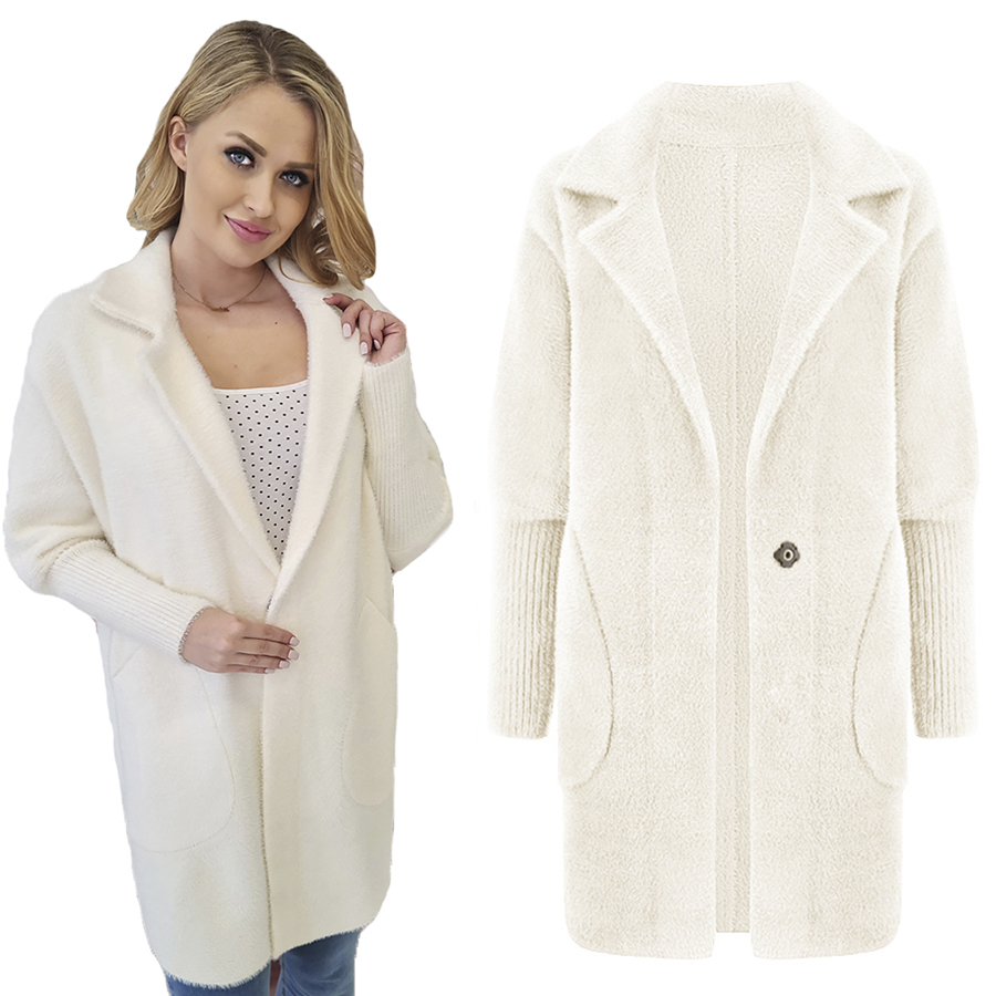 Alpaka Teplý Kabát Přehoz Vlna Barvy Ecru