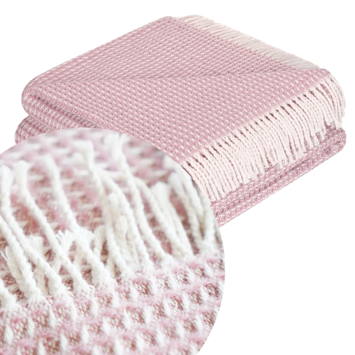 Koc Wafel Přehoz Na Postel Měkký Bavlněný Přírodní 200x220 cm