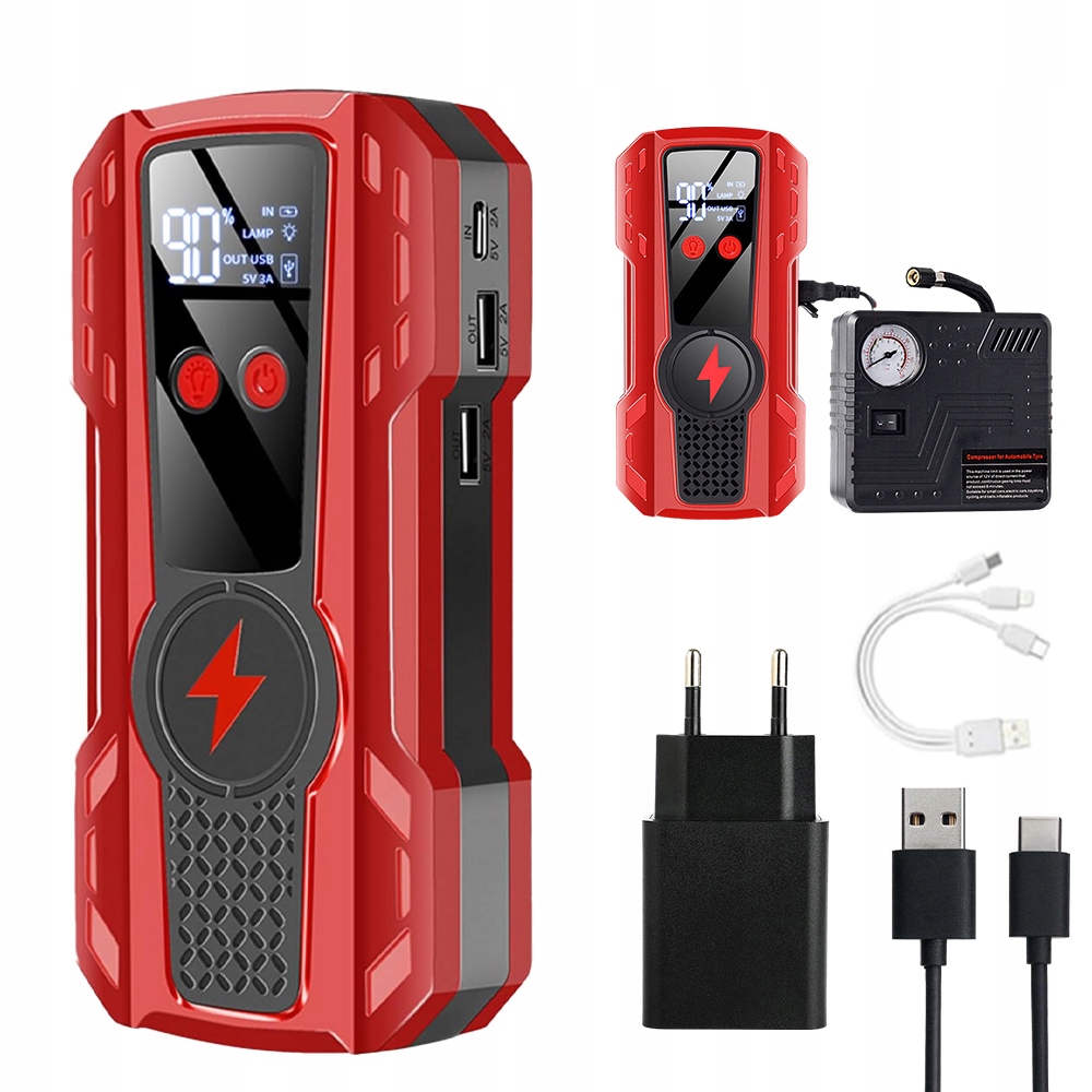Usměrňovač Jump Starter Booster Powerbank Pro Automobily 12V 10 Ah Svítilny