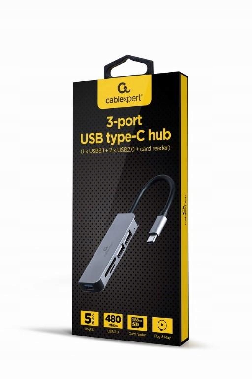 Hub 3-portowy Usb-c, Usb 2.0x2, Usb 3.0, czytnik kart