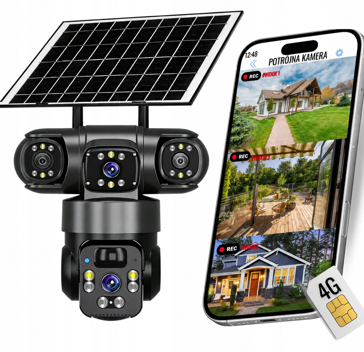 Alarm na pohyb Solární kamera 4G Lte 4K 12MP Obousměrná venkovní kamera