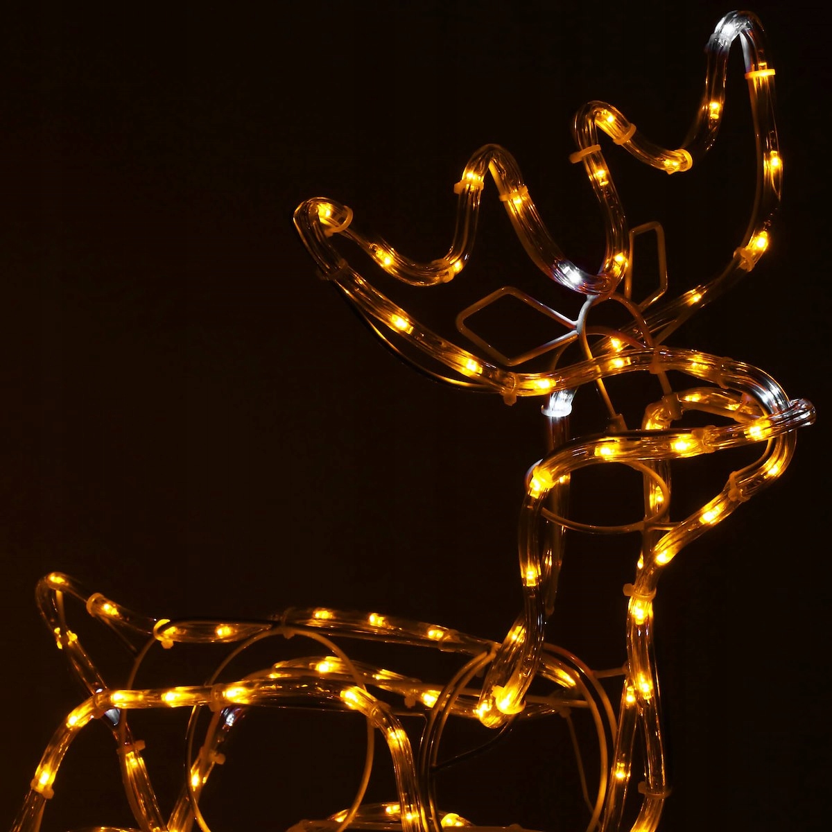 DUŻY ŚWIECĄCY RENIFER LED Z SANIAMI XXL 120cm 264 LED CIEPŁY BIAŁY + FLASH Marka Springos