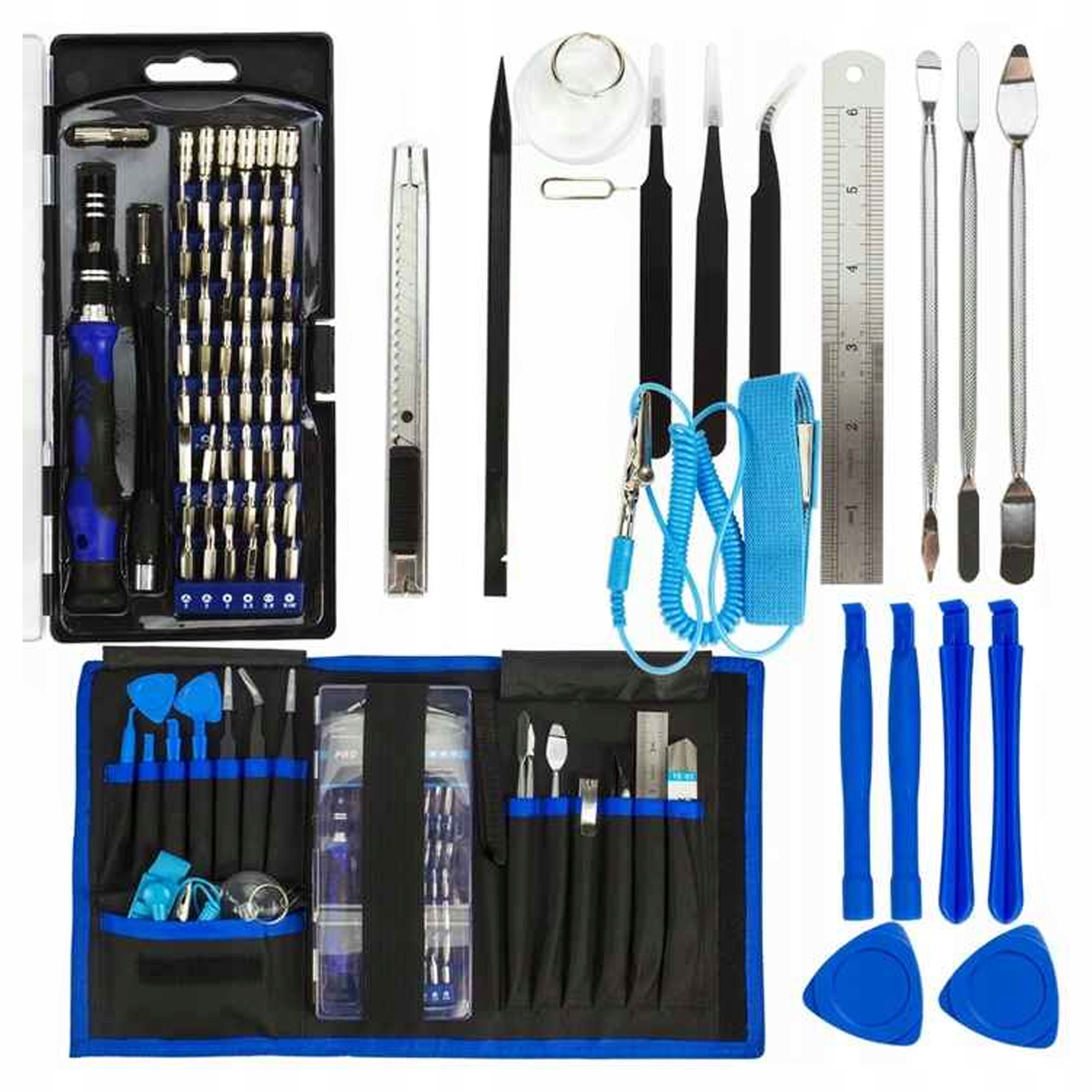 ZESTAW PRECYZYJNYCH ŚRUBOKRĘTÓW GSM 76szt NARZĘDZI ANTYSTATYCZNA OPASKA ESD