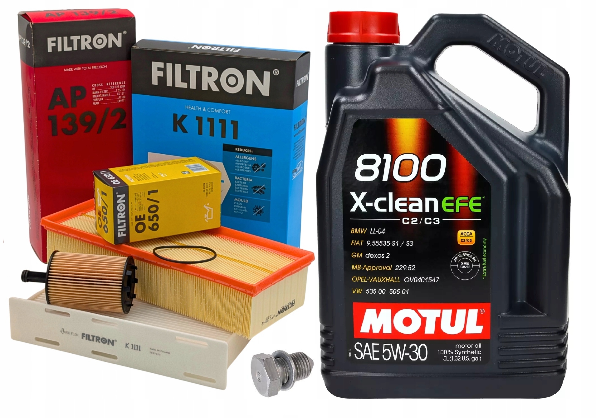 Sada 3 Filtrů Filtron Olej Motul Efe 5L Vag 1.9TDI Bkc, Bls, Bxe 105 Km