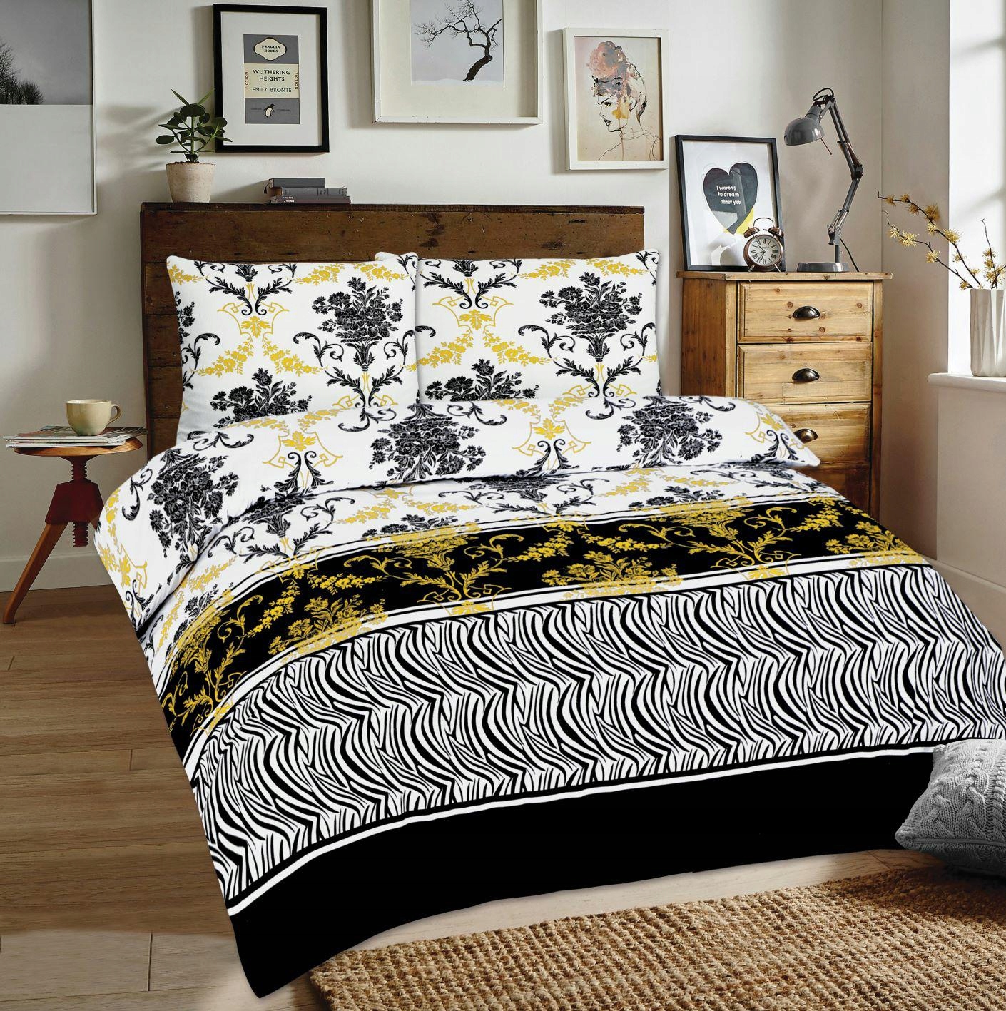 

Pościel flanelowa 160x200 bukiety zebra
