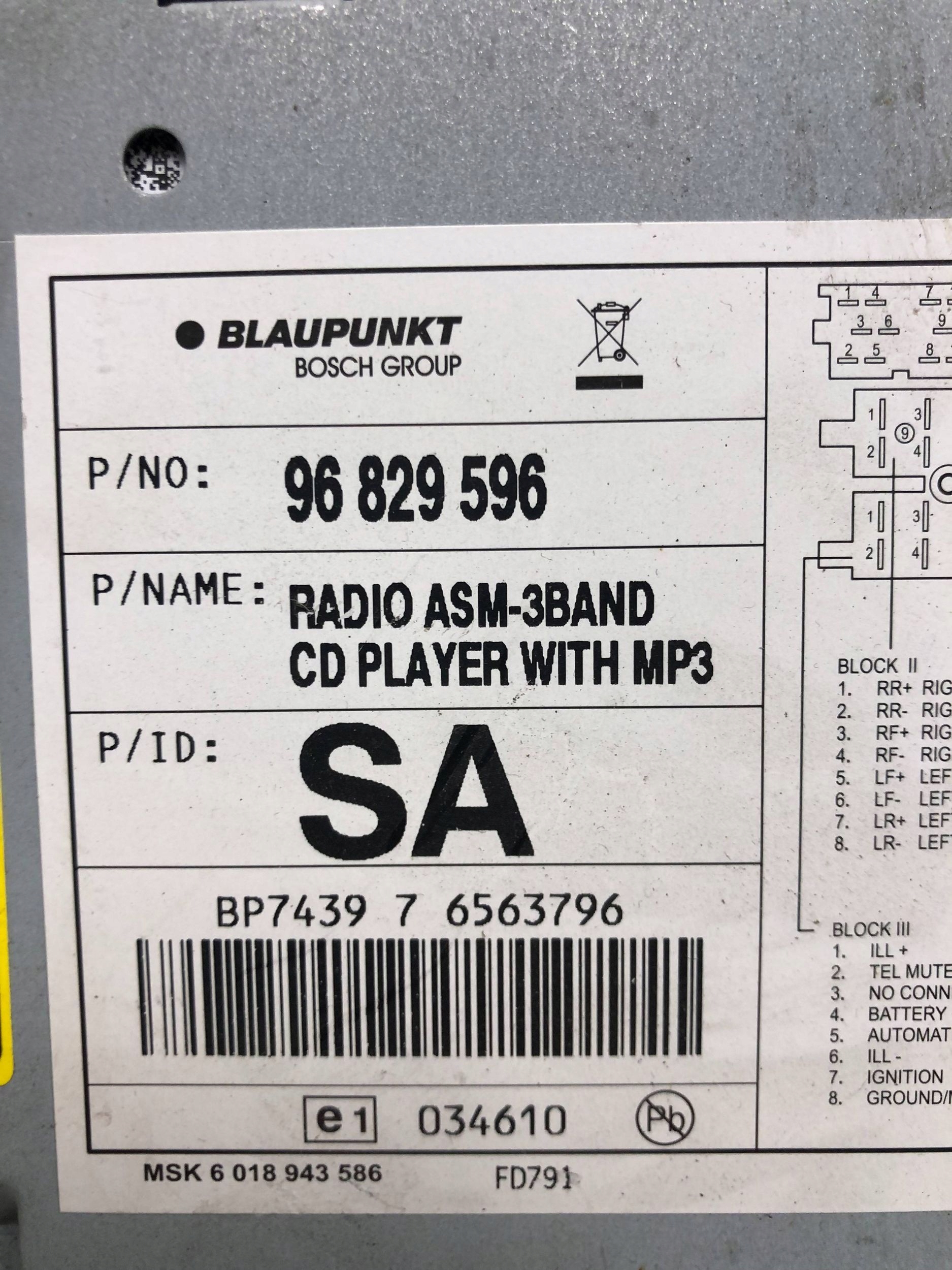 VW SKODA AUDI RADIO CD DMS BLAUPUNKT 96829596