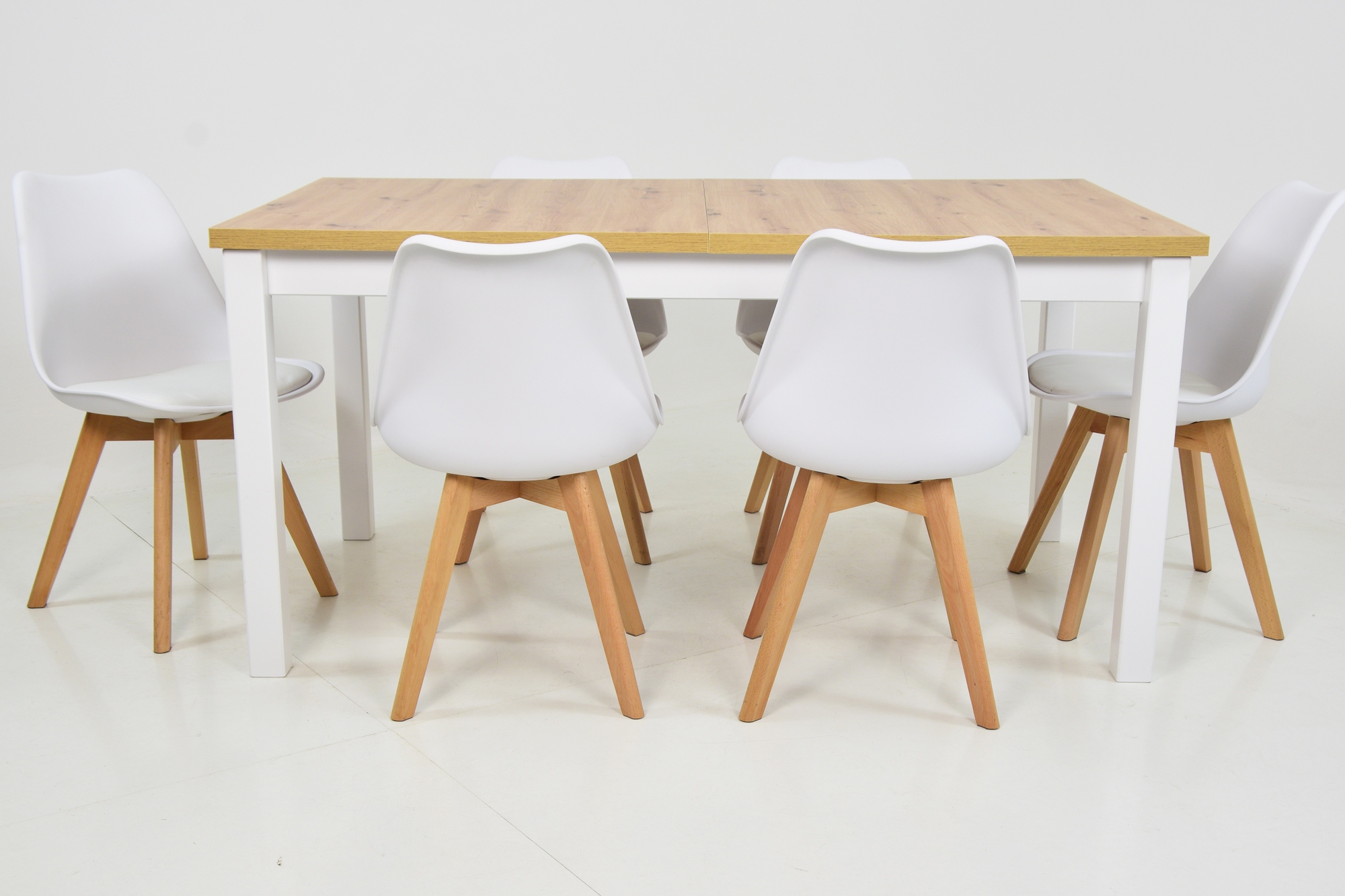 BIAŁY DREWNIANY solidny STÓŁ Rozkładany 6 krzeseł Marka Grande Meble