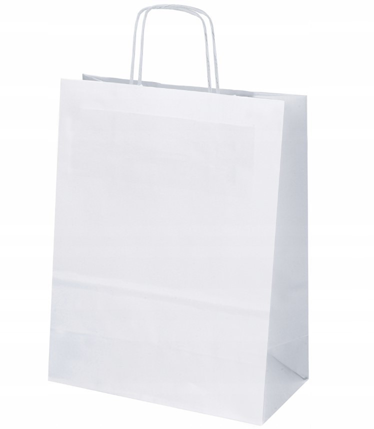 Torby Papierowe 18x8x22 cm Białe Torby Z Uchwytem Skręcanym Zestaw 250 szt.