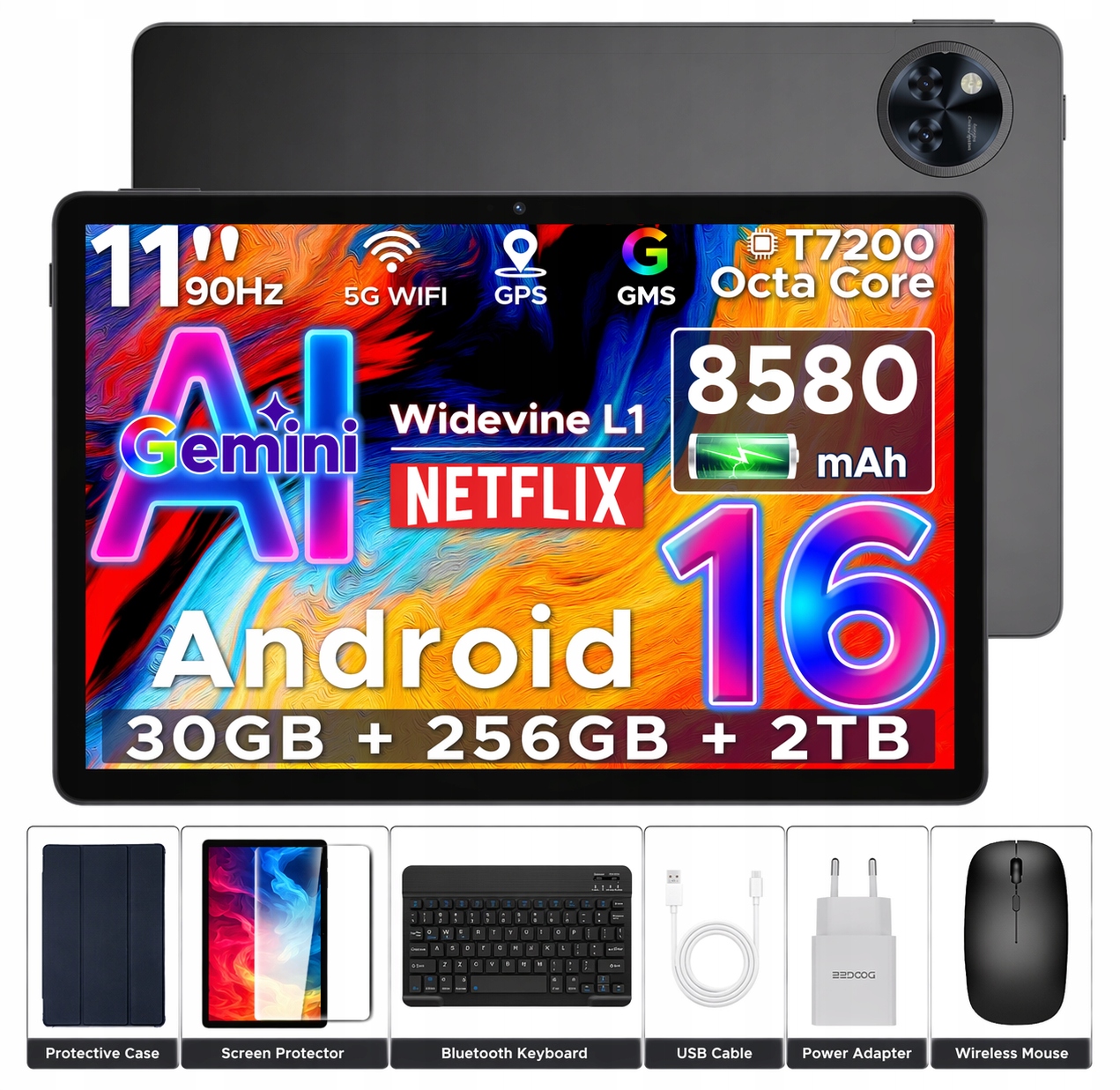 Tablet Doogee U11PRO 11” Android 30+256GB 8580mAh Klawiatura Mysz Etui Wifi