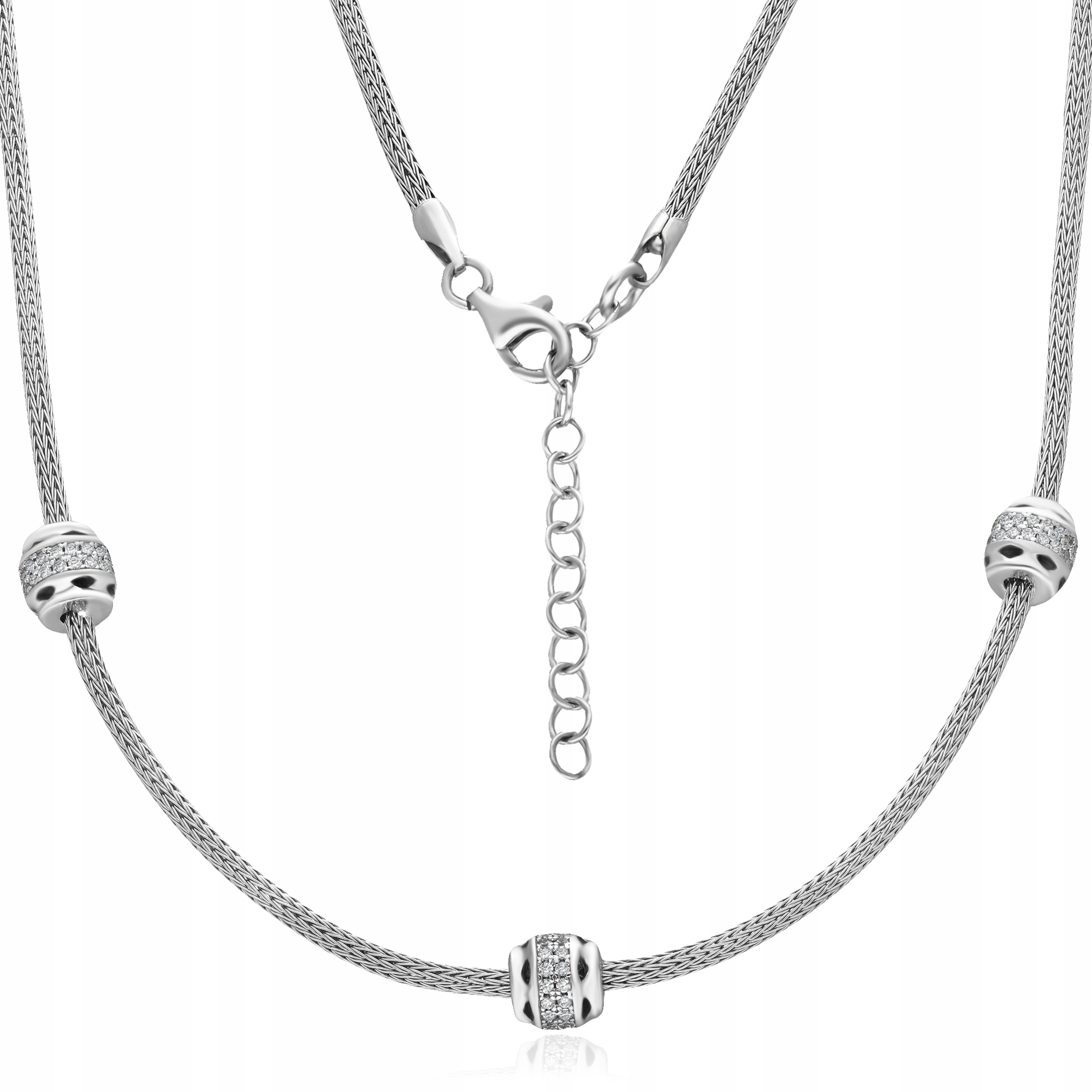 Celý Stříbrný Rhodiovaný Náhrdelník Se Zirkony