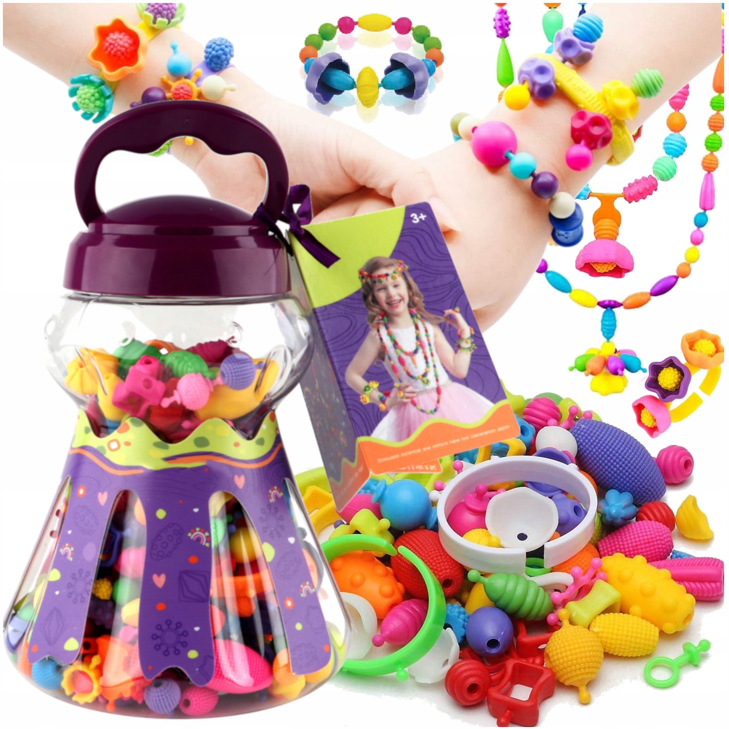 KORALIKI do robienia biżuterii bransoletek naszyjników ZESTAW 260 el. duże