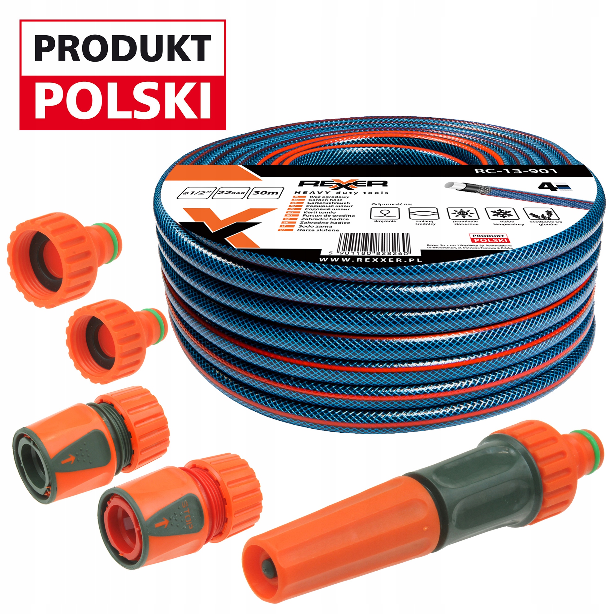 

Wąż Ogrodowy 4-warstwowy 1/2 30m Złączki Pistolet