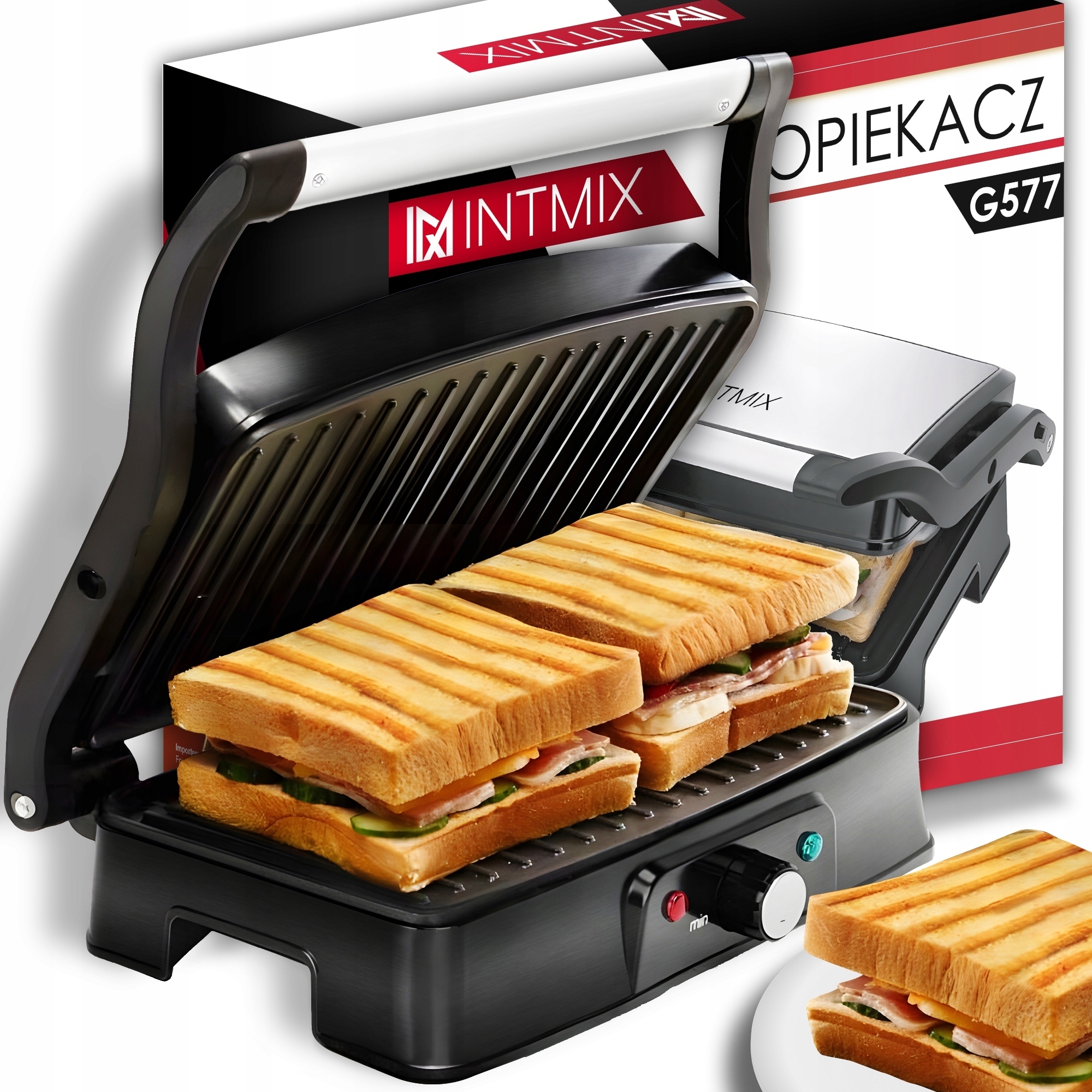 GRILL ELEKTRYCZNY ROZKŁADANY OPIEKACZ 2400W TOSTER DO TOSTÓW KANAPEK PANINI