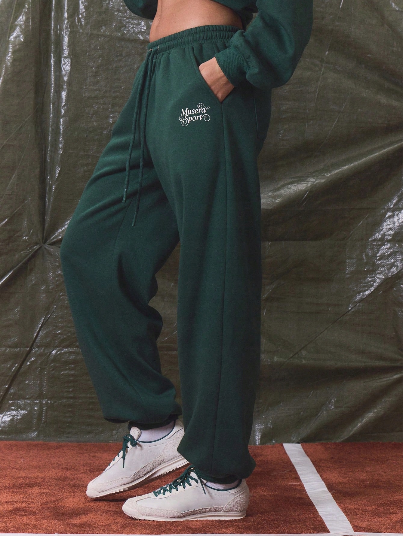 Teplákové Kalhoty S Kapsami, Vysoký Pas, Zelené Shein, Velikost 40