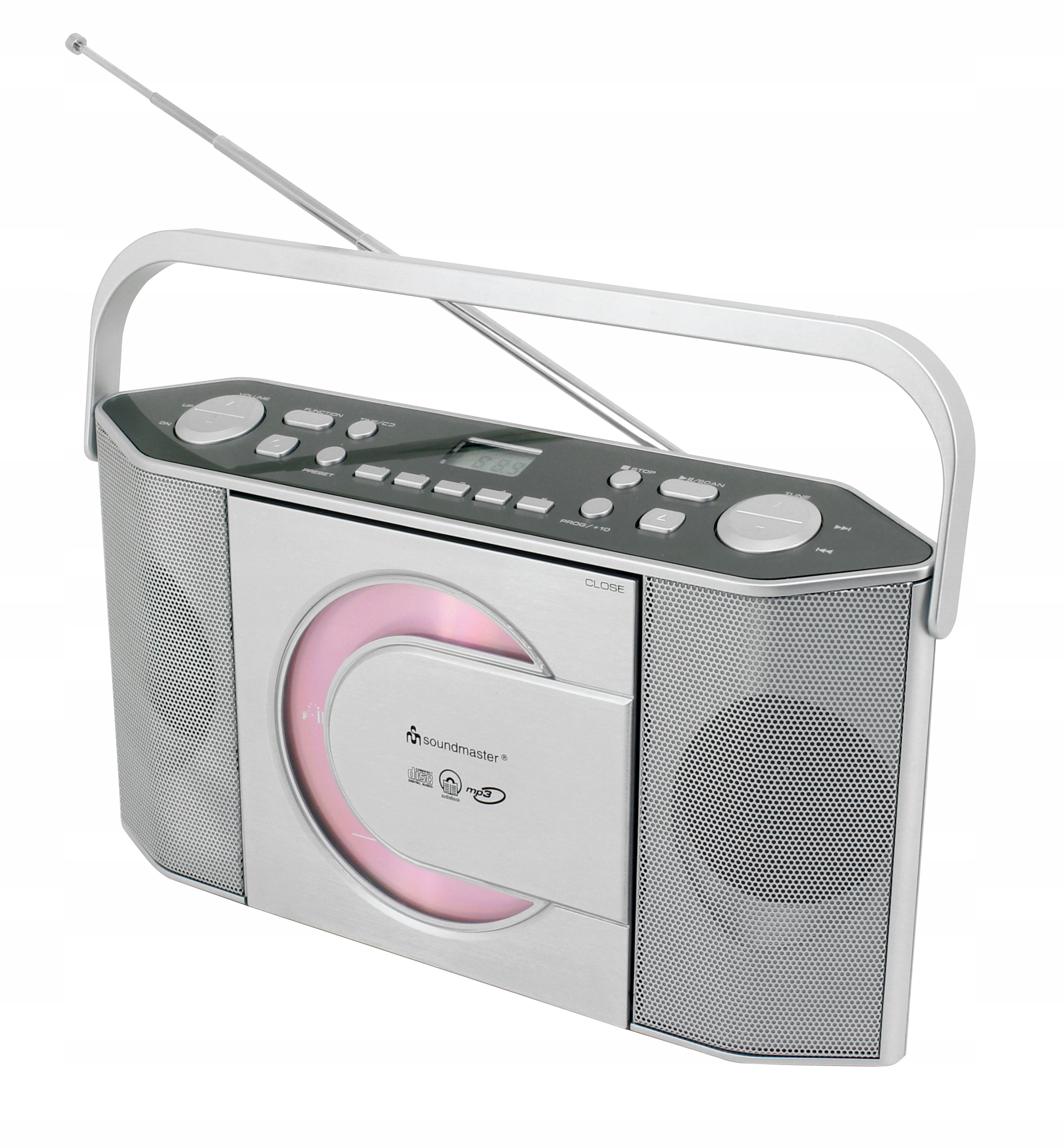 BoomBox Rádio CD MP3 Fm Hodiny Audiokniha Mini Jack Soundmaster RCD1755SI