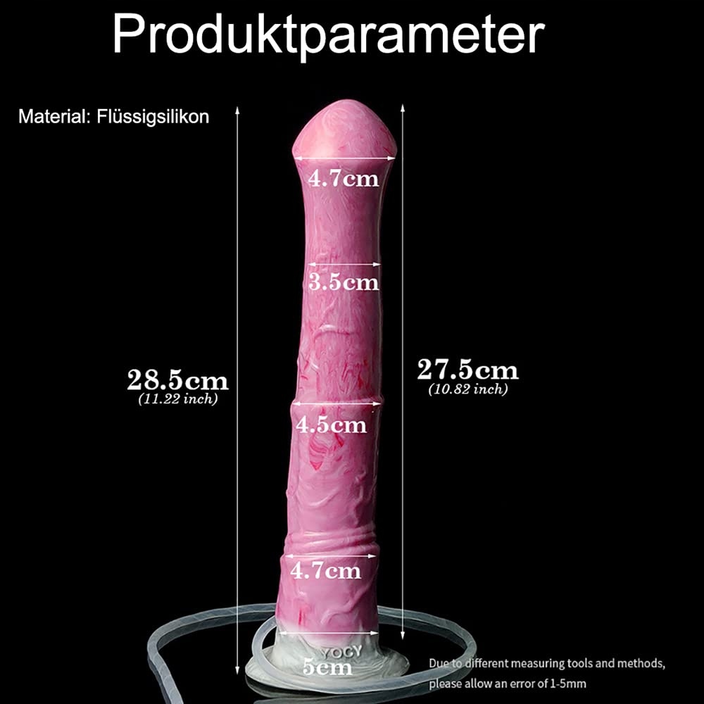 KUAECR Realistyczny Dildo Koński XL Silikonowy Z Przyssawką Czerwono Szary — miniatura 2