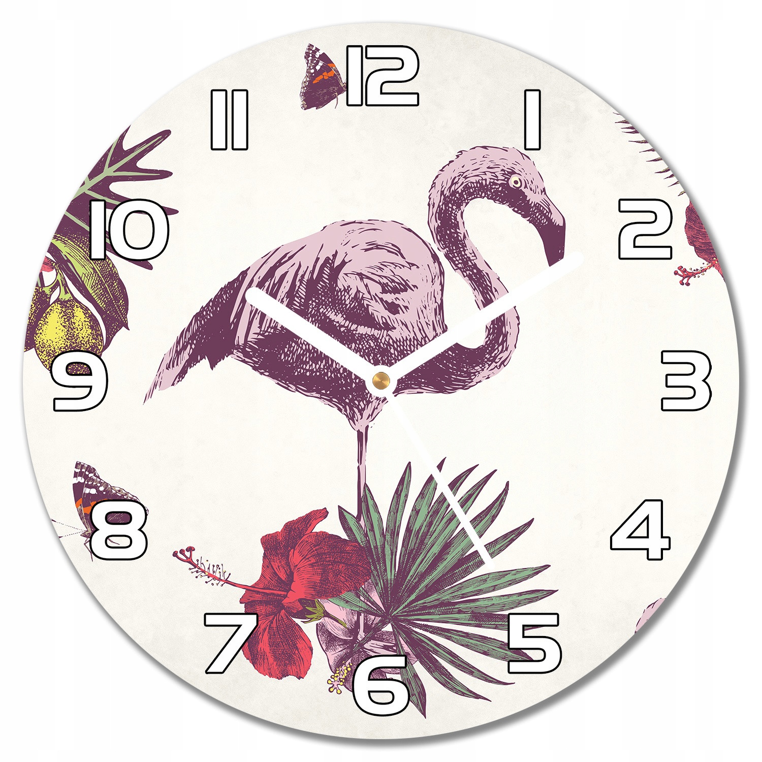 

Zegar ścienny szklany Flamingi & Hibiskus f30