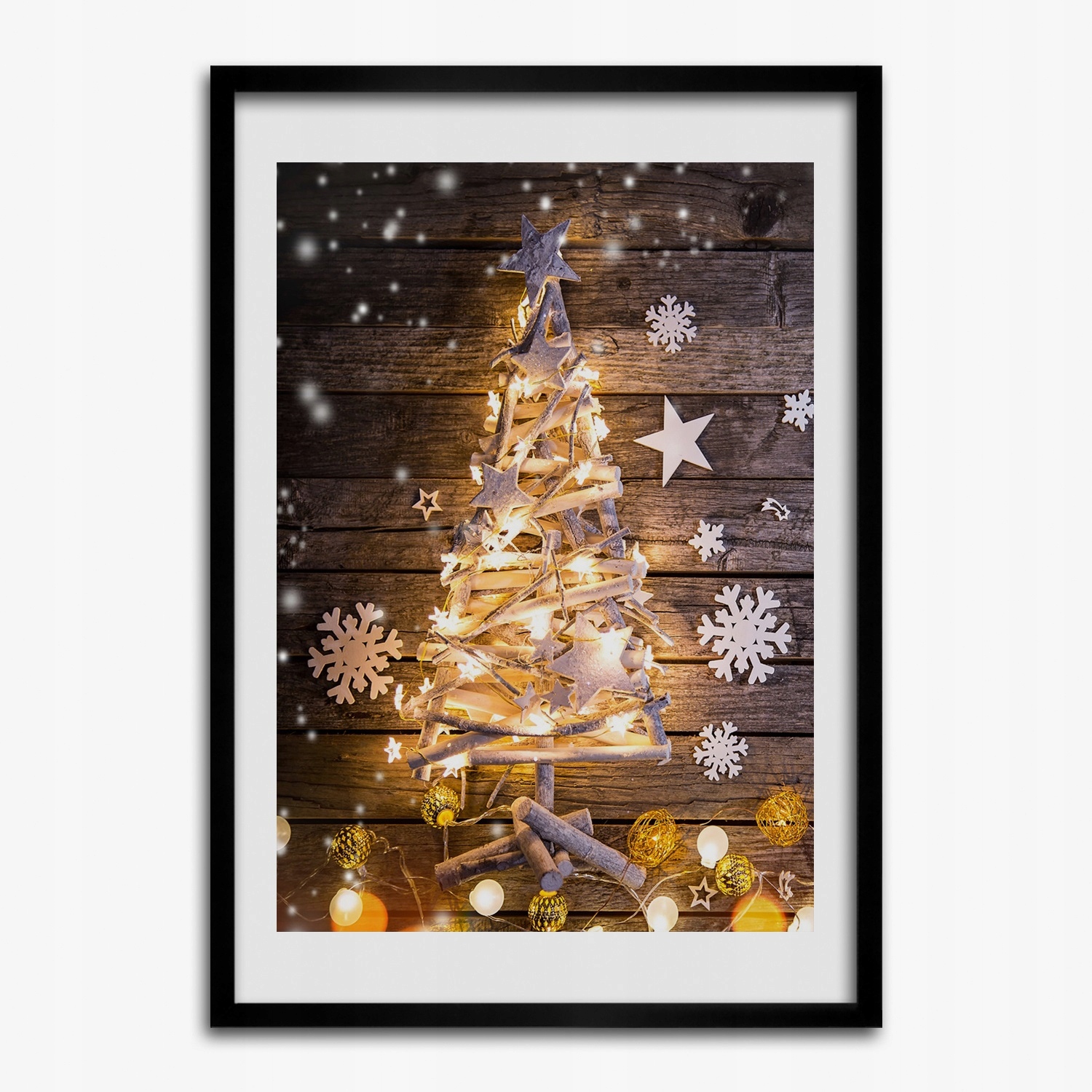Foto obraz s mdf rámečkem Svítící vánoční stromek 50x70 cm