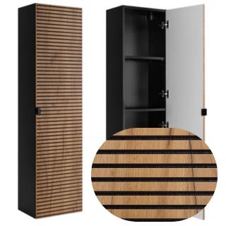 Závěsná koupelnová skříňka Sloupek Černý Dub 136 Ryfle čela Mdf
