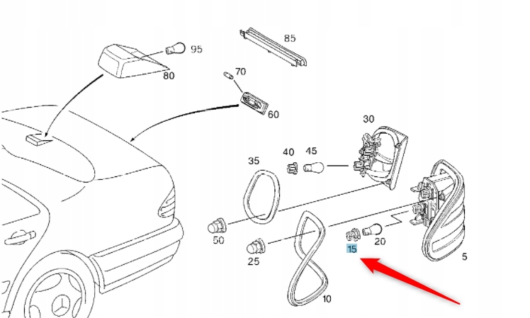 OPRAWKA ŻARÓWKI STOP TYŁ MERCEDES W210 W220 C215 Typ samochodu Samochody osobowe