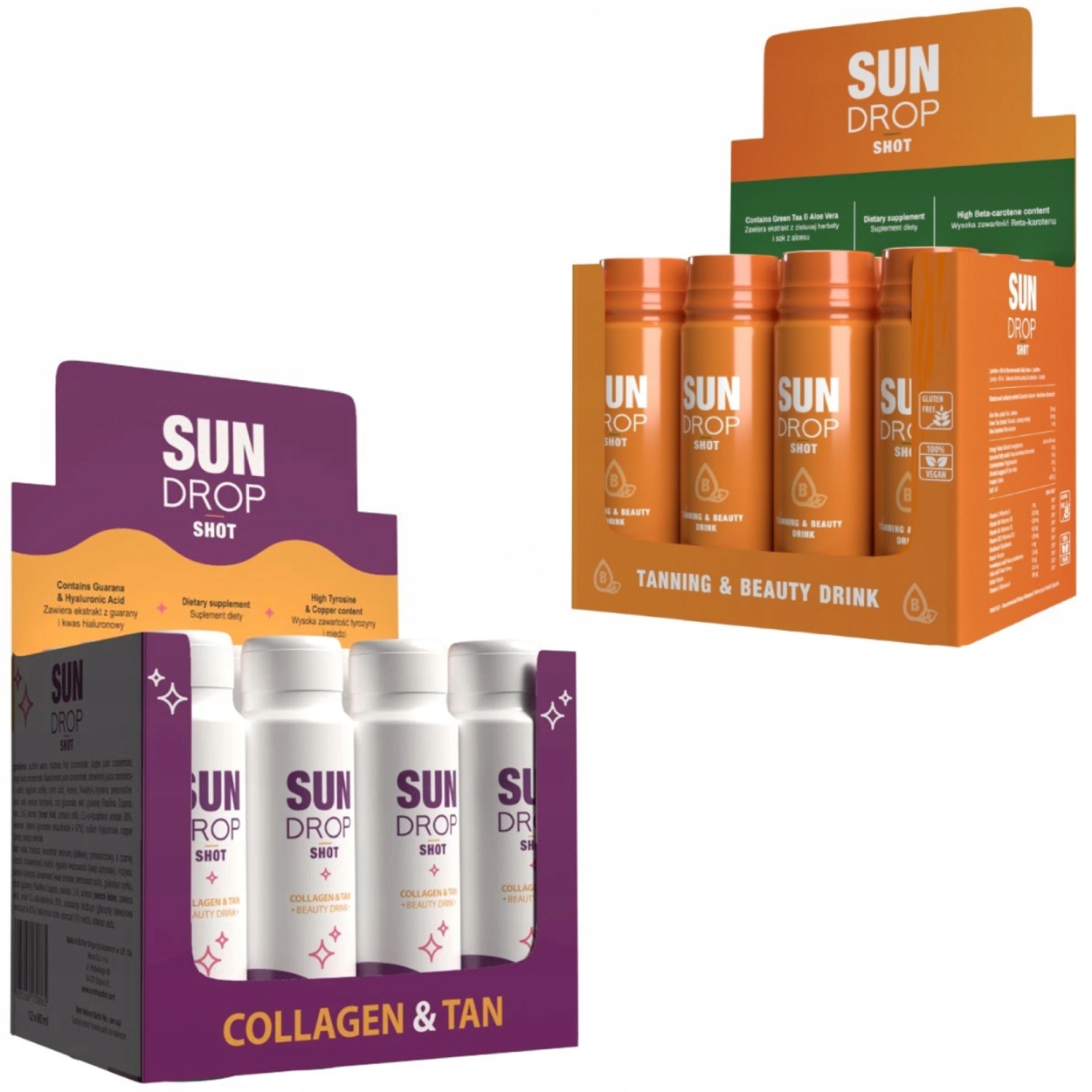 Sada Sun Drop Collagen & Tan Beauty Drink 12x Osvěžující shot 12x