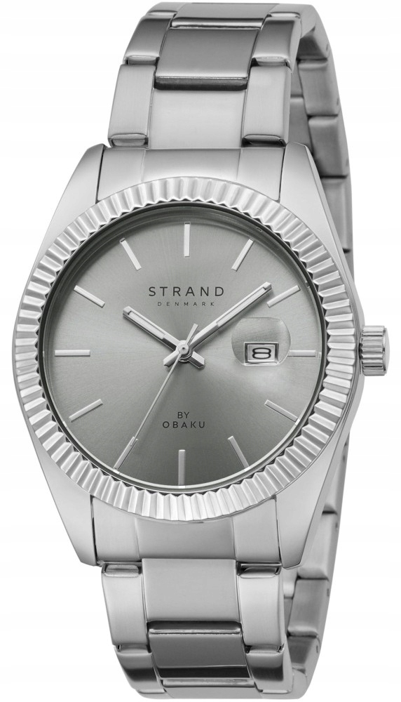 Nový Originální Pánské hodinky Strand by Obaku S721GDCJSC-DS stříbrné datum
