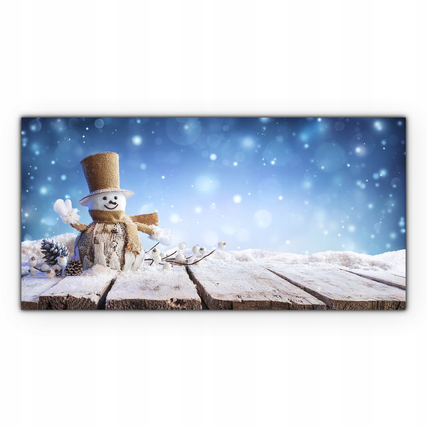 

Fotoobraz szklany Bałwan śnieżny szyszka 100x50 cm