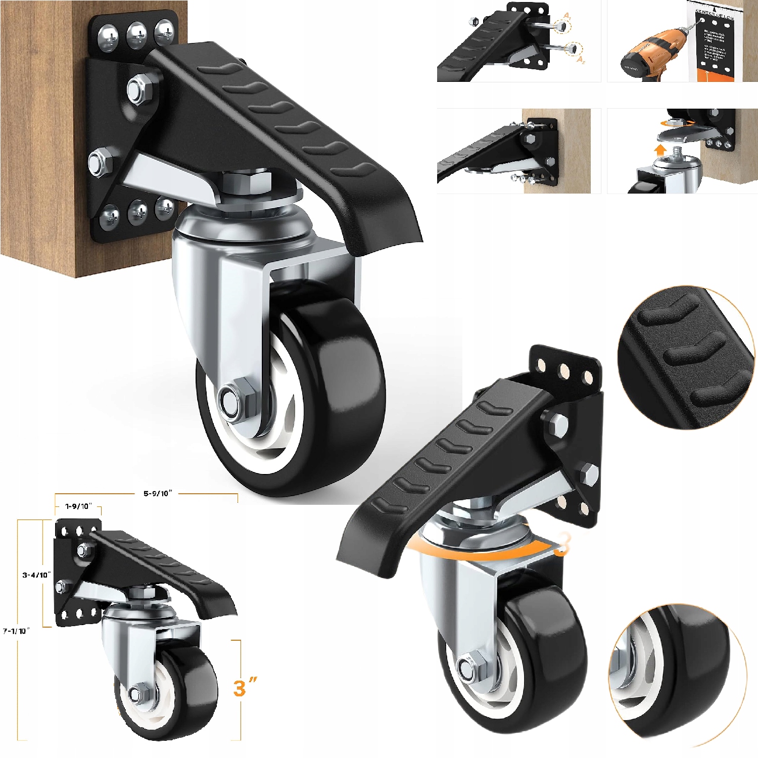 4x KÓŁKA TRANSPORTOWE DO STOŁU WARSZTATOWEGO 400KG