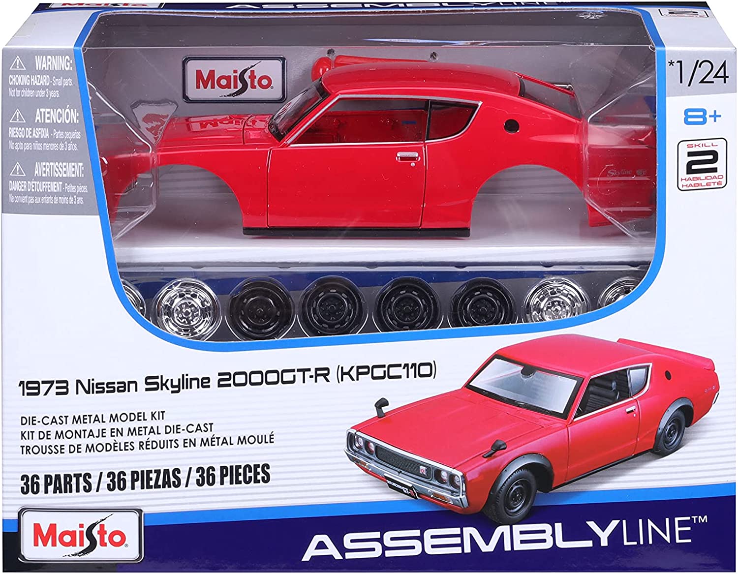 Nissan Skyline 2000GT-R KPGC110 1973 Maisto Kit 1:24 Model pro Diy skládání