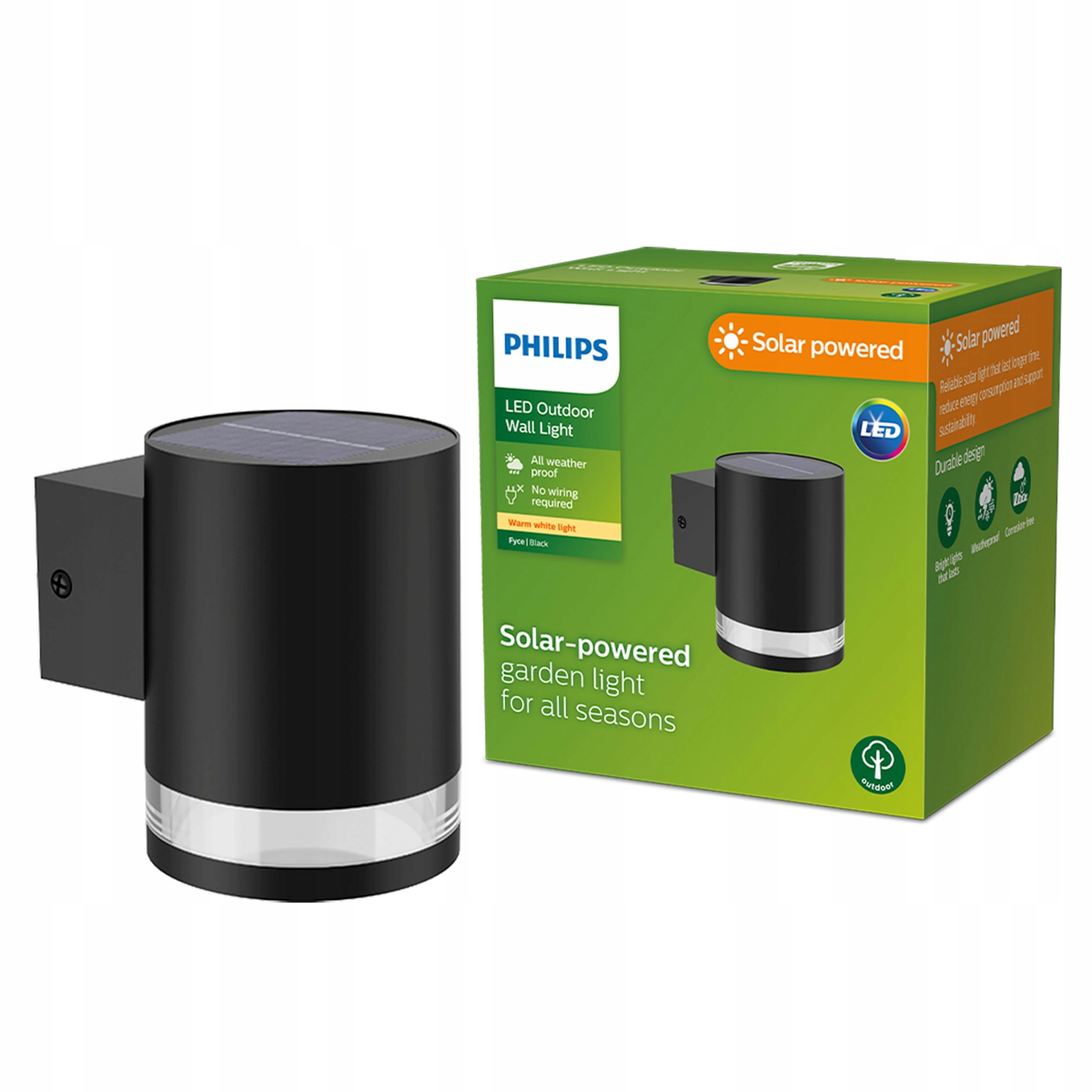 Zahradní Led lampa Fasádní svítidlo Solar 1,5W Snímač soumraku Philips