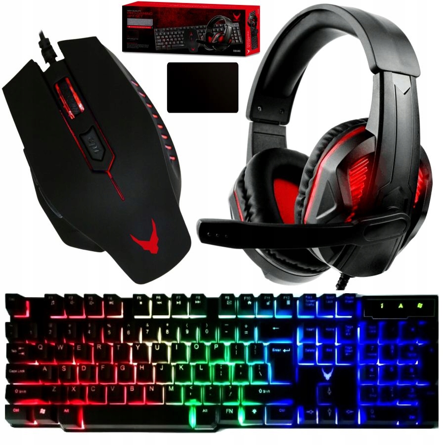 Klávesnice A Myš Podsvícená Sluchátka Herní Set Pro Hráče 4v1