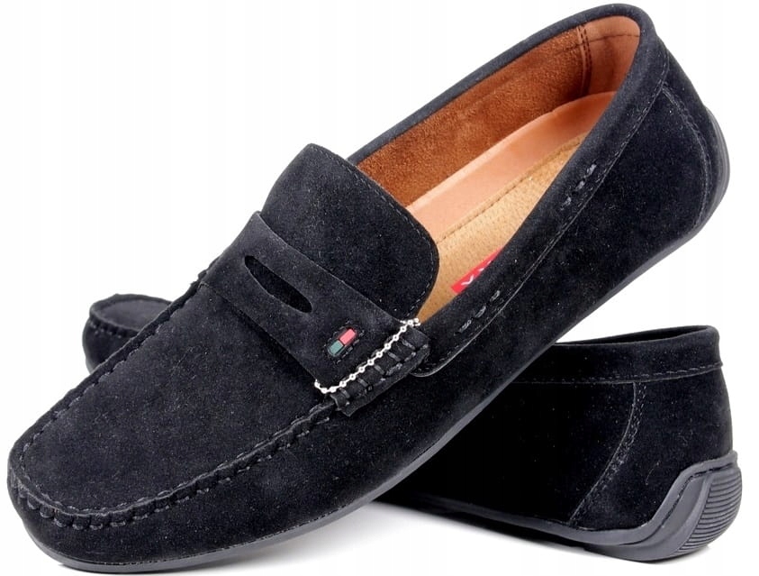 CZARNE MOKASYNY TOMY MĘSKIE BUTY ZAMSZOWE WSUWANE CASUAL SUPER MODNE