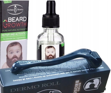 Derma Roller Gęsta Broda Mezoterapia Zarost Aichun Olejek wspomaga Porost