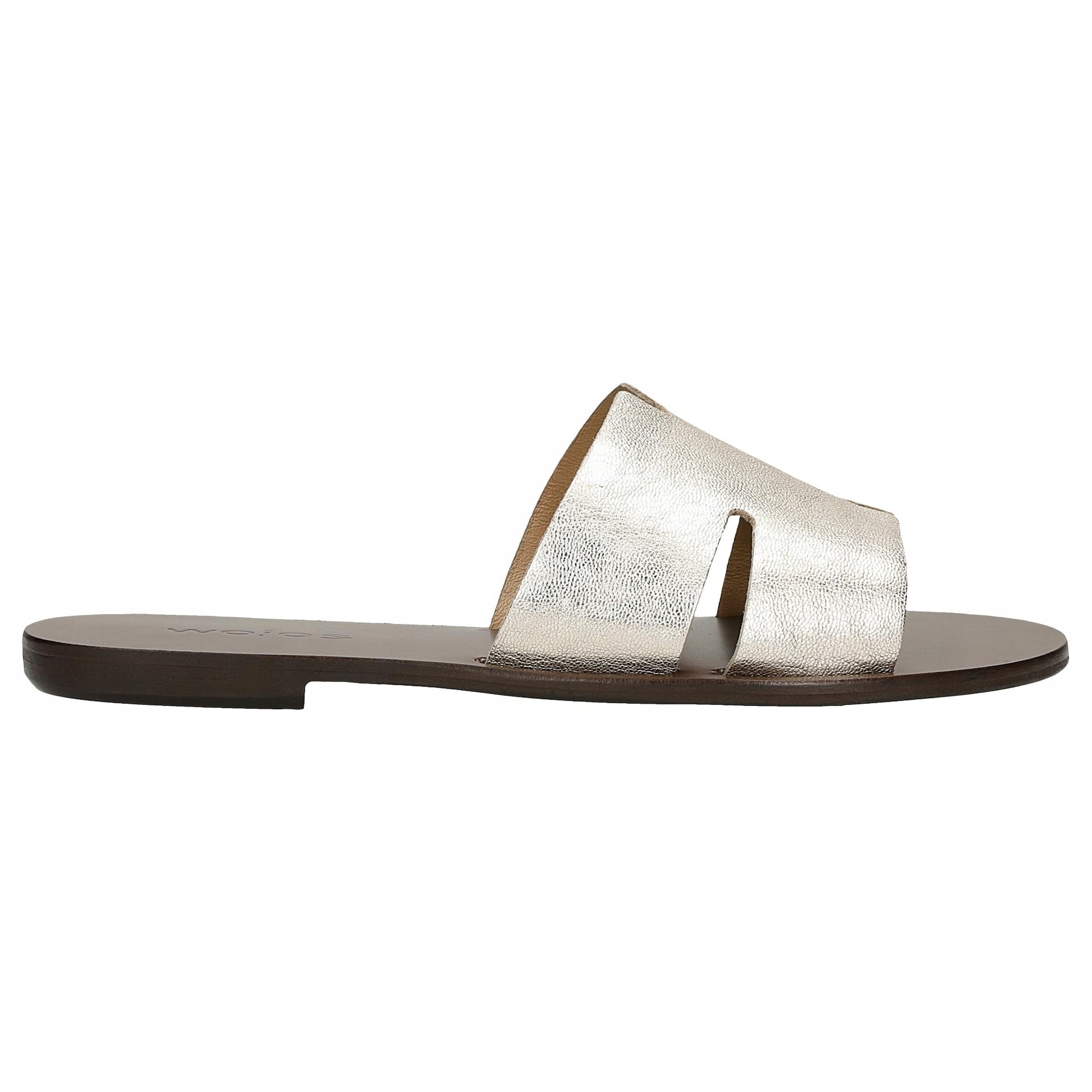 Zlaté nazouváky na tmavé ploché podrážce vel.